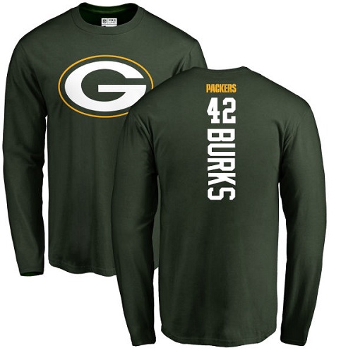 Men Green Bay Packers Green #42 Burks Oren Backer Nike NFL Long Sleeve T Shirt